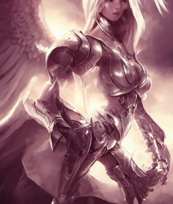 Image similar to Concept art, angel knight girl, artstation trending, artgerm highly detailded