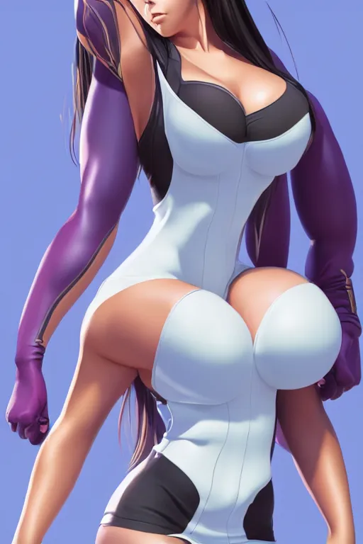 Image similar to photorealistic 3 d render of of an impossibly curvy anime girl wearing a gym outfit, by artgerm and earl norem, featured on pixiv, booru, exaggerated proportions, high resolution digital art, 4 k, beautiful symmetric face, subsurface scattering, volumetric lighting, realistic skin texture