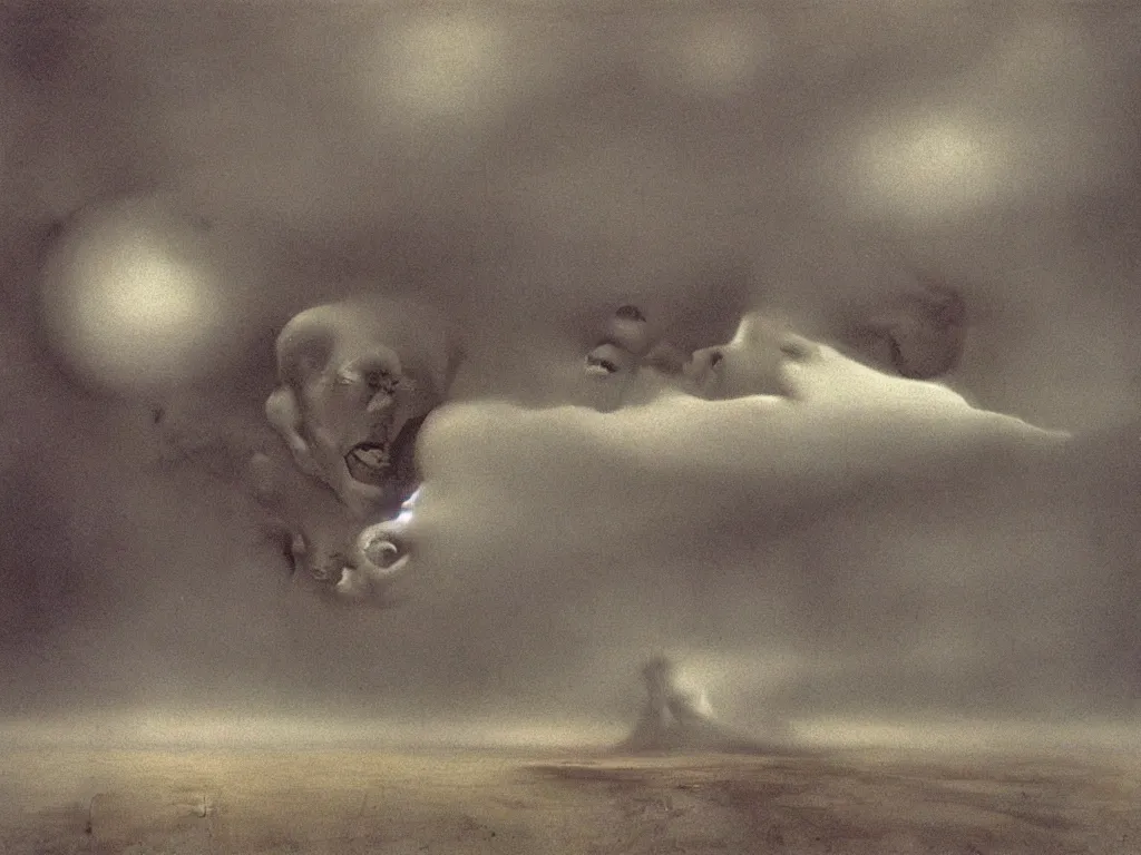 Prompt: Inverted hailstorm. Painting by Salvador Dali, Beksinski