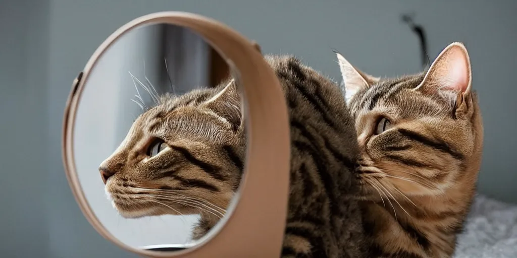 Image similar to cat looking in mirror