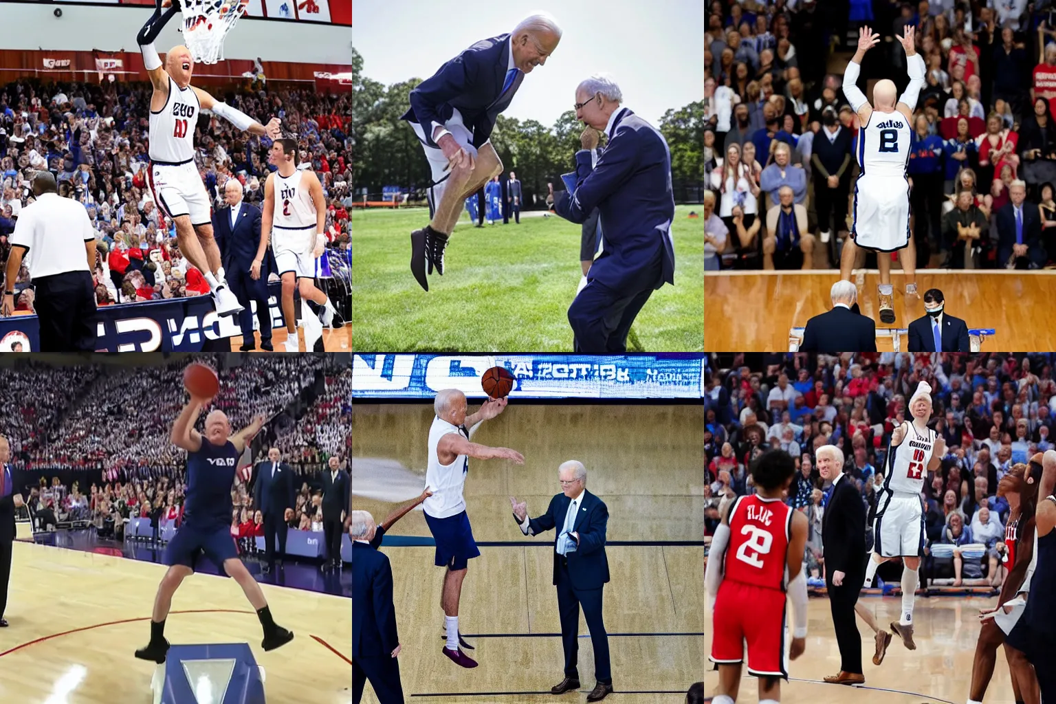 Prompt: Joe Biden windmill dunking on Mitch McConnell