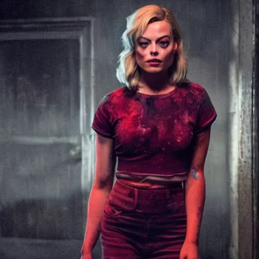 Prompt: margot robbie as a killer in dead by daylight