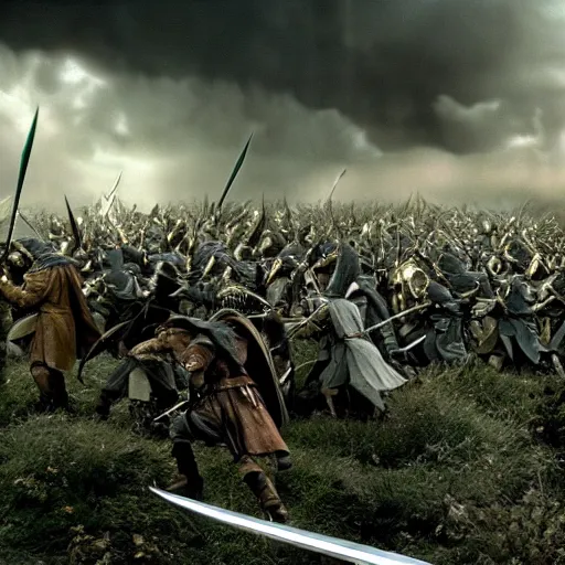 Prompt: lord of the Rings battle scene