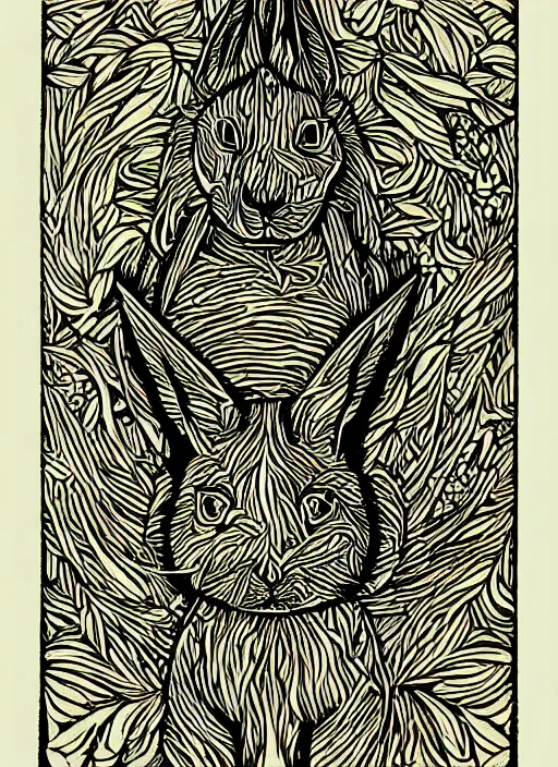 Image similar to rabbit woodcut print by Samuel Jessurun de Mesquita