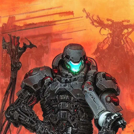 Image similar to doom slayer, tsutomu nihei art