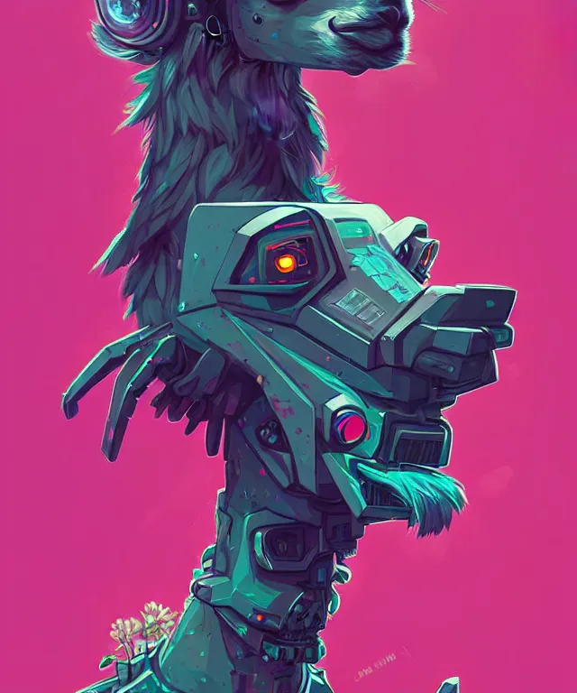 Image similar to a portrait of an anthropomorphic cyberpunk llama holding a flower, cyberpunk!, fantasy, elegant, digital painting, artstation, concept art, matte, sharp focus, illustration, art by josan gonzalez