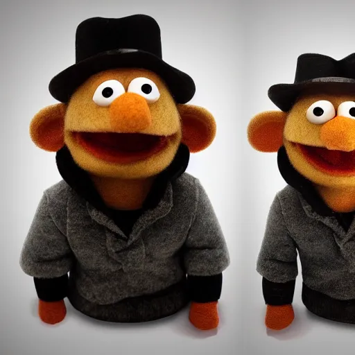 Image similar to tony soprano as a muppet. highly detailed felt. hyper real photo. 4 k.