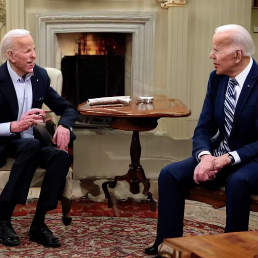 Prompt: sheldon cooper meeting joe biden eating communism