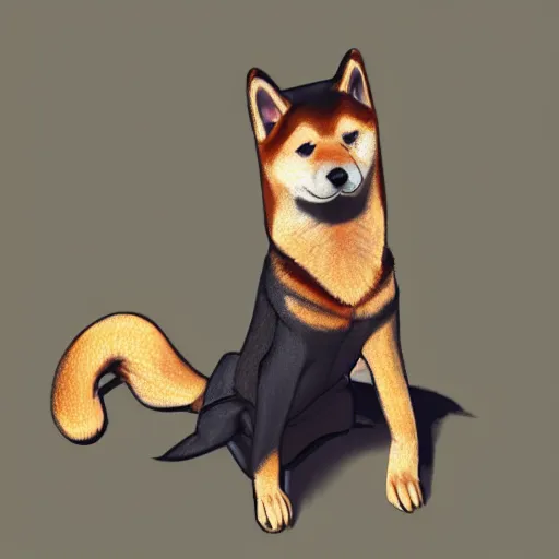 Prompt: hyper realistic shiba inu, sitting, with a baseball bat, concept art, trending on art station