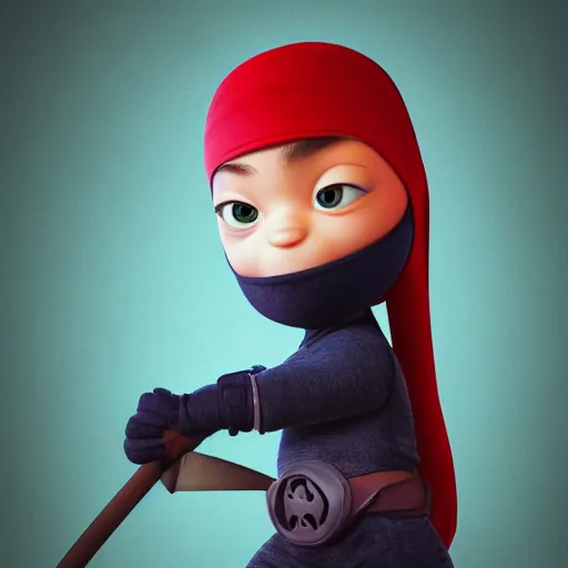 Prompt: cute ninja, portrait, pixar style, cinematic lighting, award winning creature portrait photography