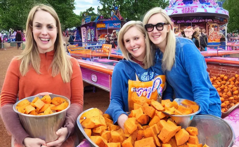 Image similar to two sweet sweet sweet potatoes at a funfair