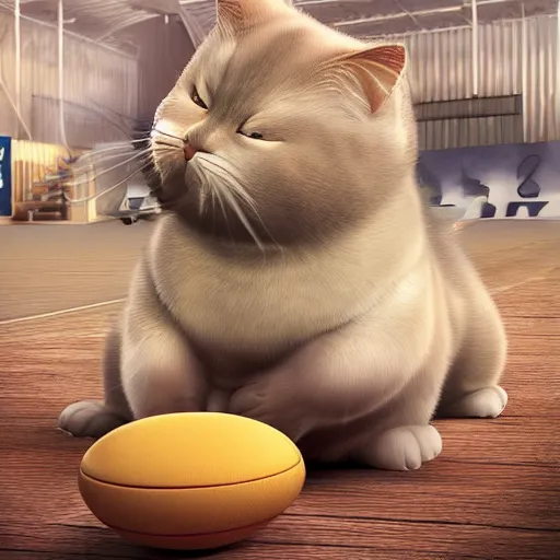 Image similar to very fat cat making sport, photorealistic, hd