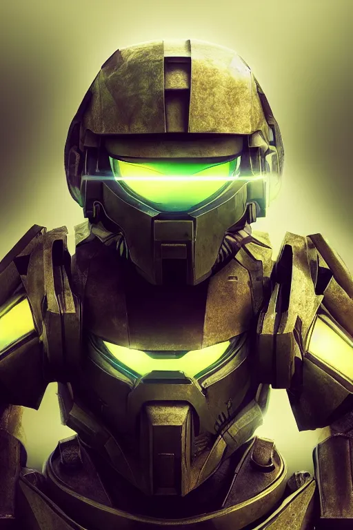 Image similar to robot ninja mask helmet halo master chief radiating a glowing aura global illumination ray tracing hdr fanart arstation by ian pesty and katarzyna da „ bek - chmiel