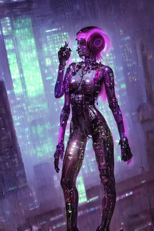 Image similar to portrait futuristic obnoxious cyberpunk female Berserker, in futuristic heavily raindrop tokyo rooftop cyberpunk night, ssci-fi, fantasy, intricate, very very beautiful, elegant, neon light, highly detailed, digital painting, concept art, human anatomy, soft light, hdri, smooth, sharp focus, illustration, art by craig mullins and tian zi and alphonse mucha and WLOP