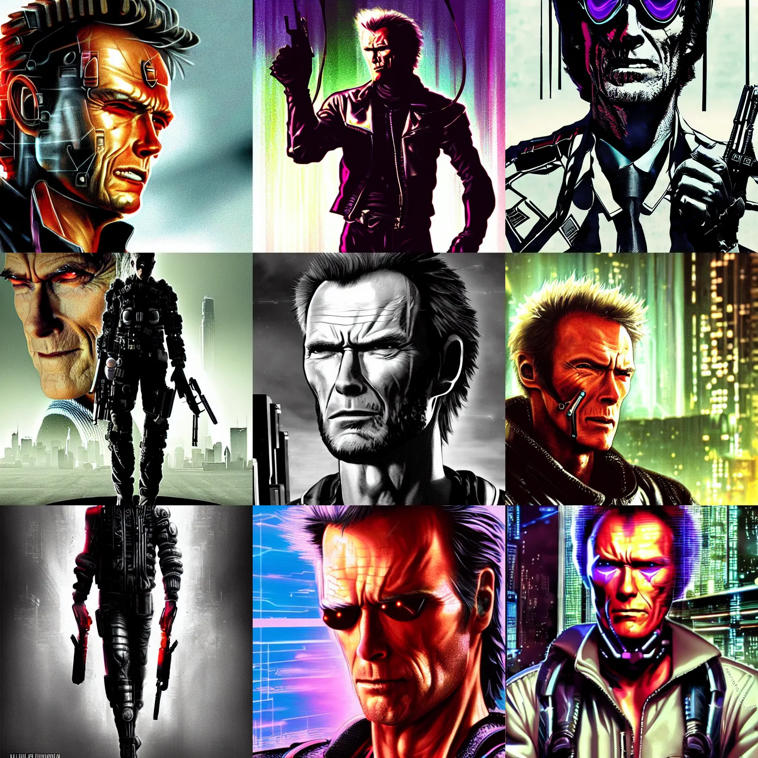 Prompt: cyberpunk Clint Eastwood