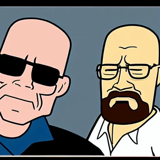 Prompt: hank hill and walter white hanging out