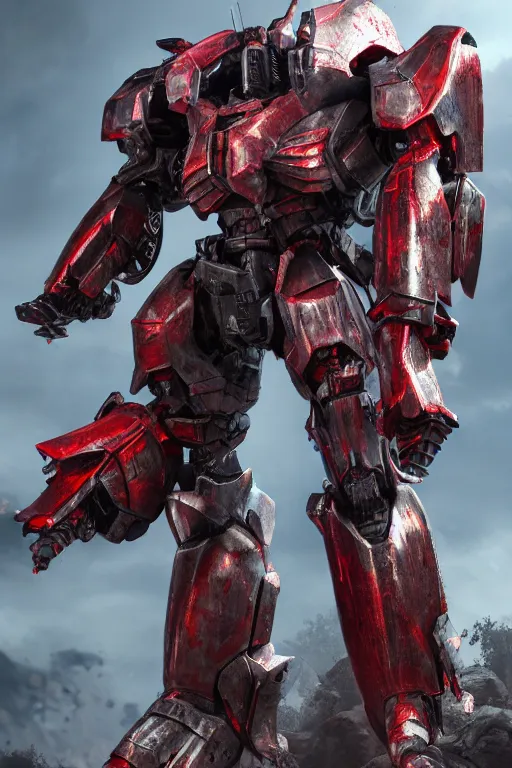 Image similar to hyper detailed cinematic rendering cg artwork, azure crimson skinny full body heavy armor armored core, weathering armor plating, endoekeleton exposure, 8 k, octane render, unreal engine, ray tracing