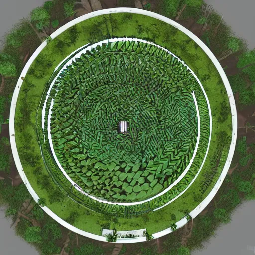 Image similar to top view of an illustration of an architectural plan view of a labyrinth of the deforestation in amazona crisis