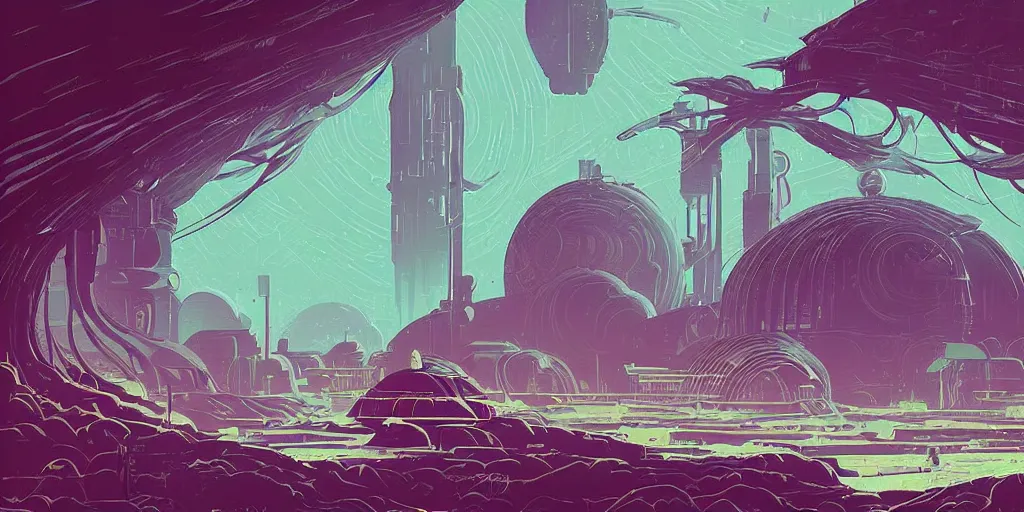 Image similar to a lovecraftian cinematic isograph print of a aetherpunk planet by alena aenami in the style of art - deco art, very, very aesthetic