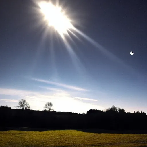 Image similar to a black dot in the sky, dramatic lighting