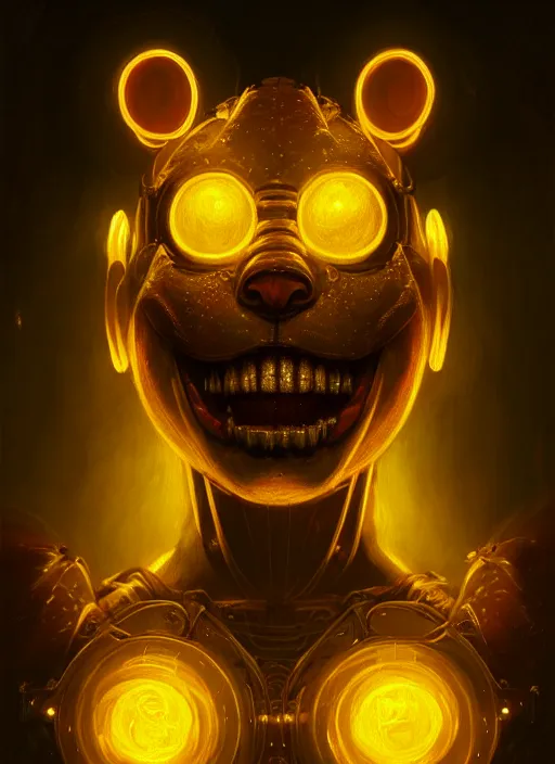 Image similar to portrait of springtrap, intricate, elegant, glowing lights, highly detailed, digital painting, artstation, concept art, sharp focus, illustration, art by wlop, mars ravelo and greg rutkowski