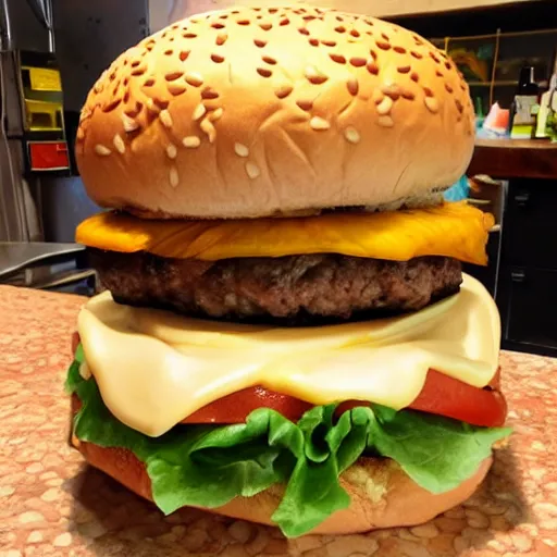 Prompt: the largest burger ever made