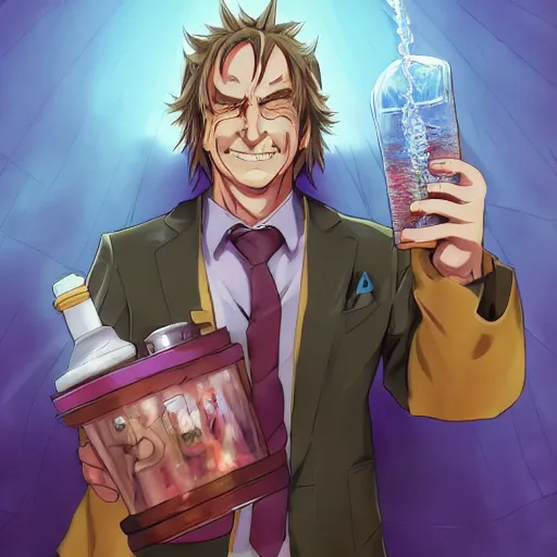 Image similar to portrait of saul goodman wielding the element of poison magecraft, water, anime fantasy illustration by tomoyuki yamasaki, kyoto studio, madhouse, ufotable, trending on artstation