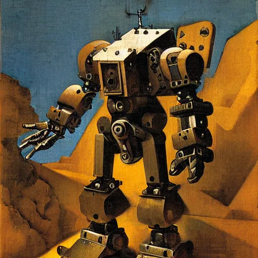 Image similar to mecha robot warrior by Johannes Vermeer