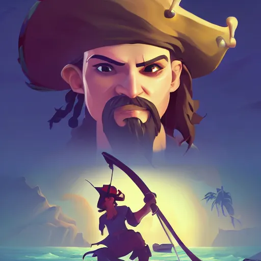 Image similar to painting jack the pirate on sea of thieves game avatar hero smooth face median photoshop filter cutout vector behance hd by jesper ejsing, by rhads, makoto shinkai and lois van baarle, ilya kuvshinov, rossdraws, illustration, art by ilya kuvshinov and gustav klimt