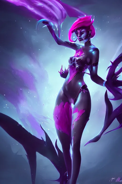 Prompt: Star nemesis evelynn, league of legends concept art, 4k, trending on artstation