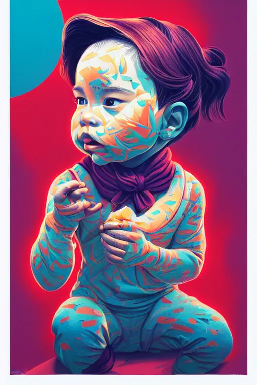 Image similar to a baby in a pocket, tristan eaton, victo ngai, artgerm, rhads, ross draws