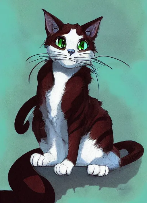 Image similar to official digital painting artwork of a cat character by don bluth, ross tran and studio ghibli.