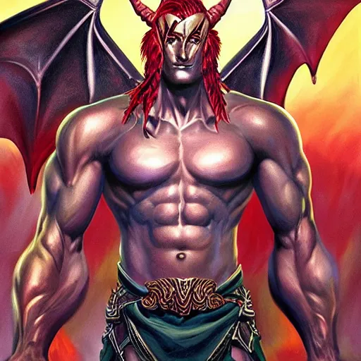 Image similar to dragon man with bronze skin, rpg artwork, fantasy setting, alex ross