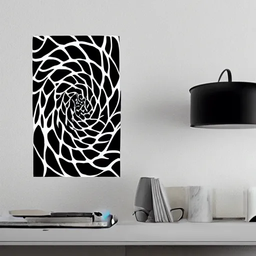 Image similar to black and white illustration spiral galaxy stencil