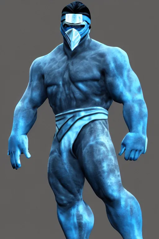 Image similar to sub - zero from mortal kombat 3 d render