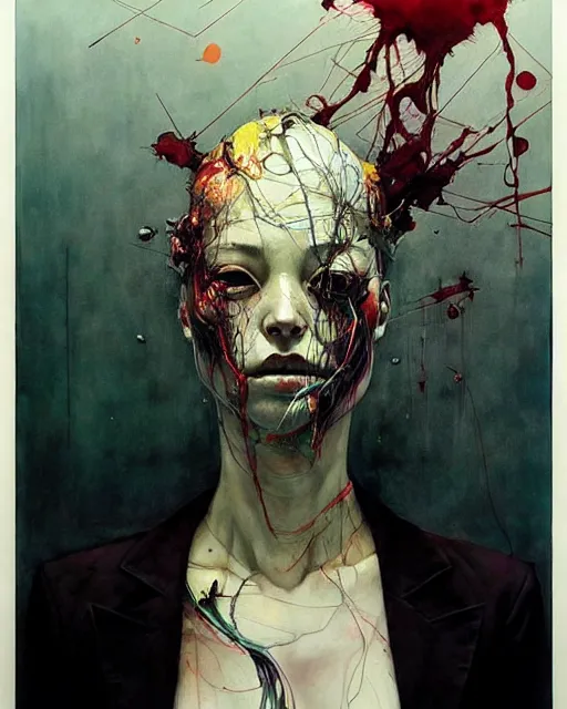 Image similar to we all live in a dystopian society cherishing silently the evil within. in the style of adrian ghenie, esao andrews, jenny saville, edward hopper, surrealism, dark art by james jean, takato yamamoto