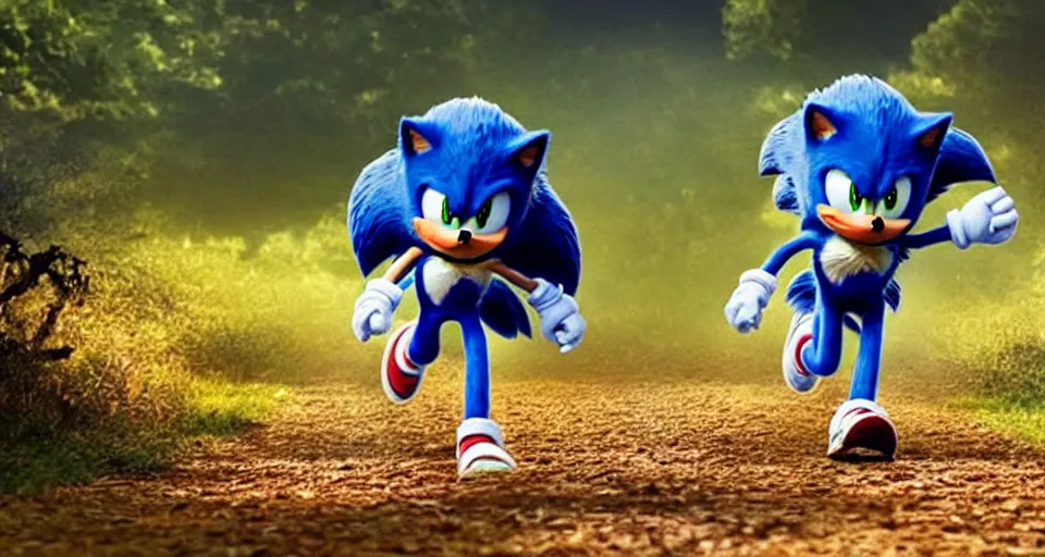 Image similar to Sonic the Hedgehog in Hereditary (2018) live action VFX, cinematography