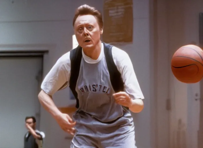 Image similar to film still of Christopher Walken playing Basketball in the new Ghostbusters movie, 4k