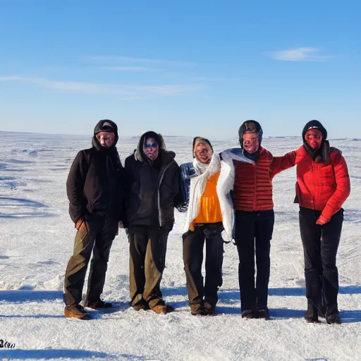 Prompt: group photo at the end of the world