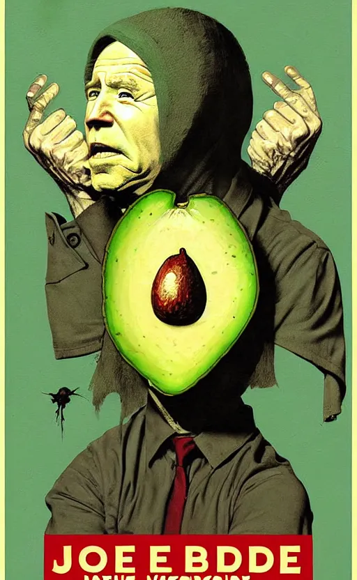 Image similar to joe biden avocado painting propaganda poster by chiara bautista, beksinski and norman rockwell and greg rutkowski weta studio, and lucasfilm