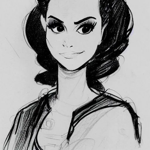 Image similar to milt kahl sketch of victoria justice as princess padme from star wars episode 3