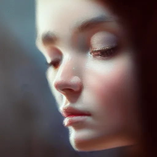 Image similar to half body portrait of tiffany, hyperrealism, beauty, intricate detail, photo by greg rutkowski, elegance, soft lighting, sharp focus