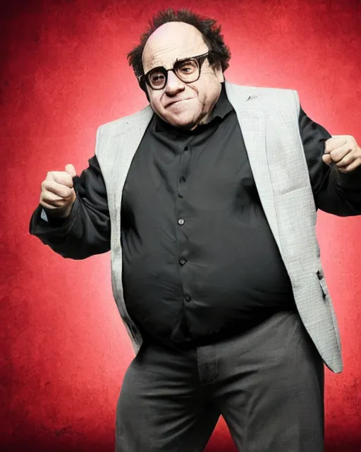 Image similar to portrait of danny devito as a wwe professional wrestler. photographic, photography