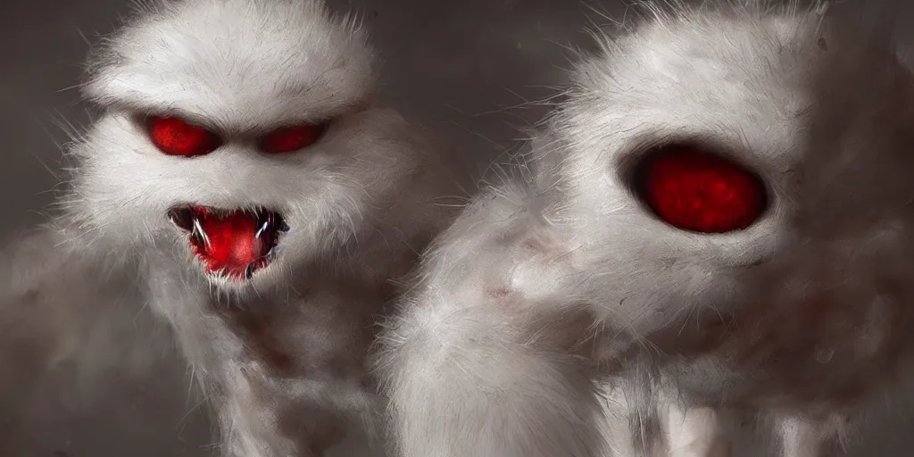 Image similar to white spider with red eyes, white background, fur, very realistic, highly detailed, hyperrealism, photo, by greg rutkowski, cinematic, dynamic lighting, octane render