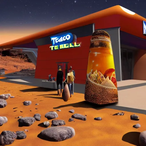 Image similar to taco bell restaurant on mars,