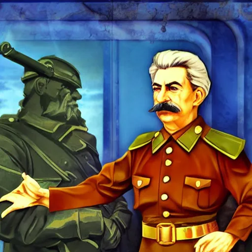 Image similar to Stalin as a JRPG Boss