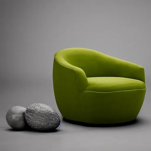 Image similar to an armchair in the shape of an avocado