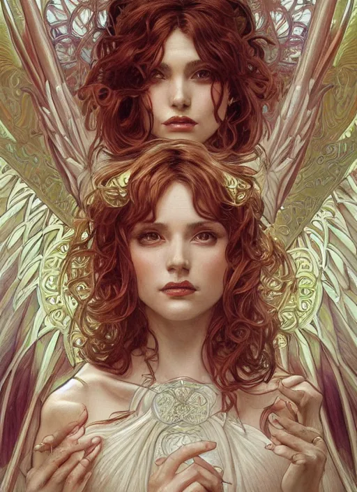 Image similar to Angel demon as a beautiful woman, fantasy, intricate, elegant, highly detailed, centered, digital painting, artstation, concept art, smooth, sharp focus, illustration, art by artgerm and donato giancola and alphonse mucha