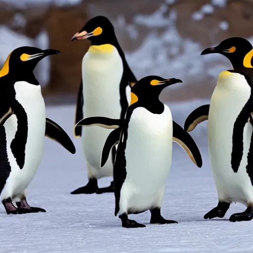 Image similar to penguins in dresses