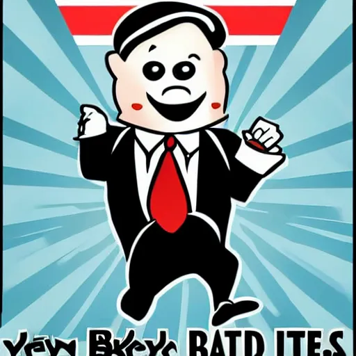 Image similar to a baked potato running for president, wearing a presidential suit and tie, propaganda poster